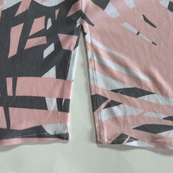 Tori Richard Pink Gray Tropical Leaf Print Top Size L Made in Hawaii USA - Picture 4 of 6